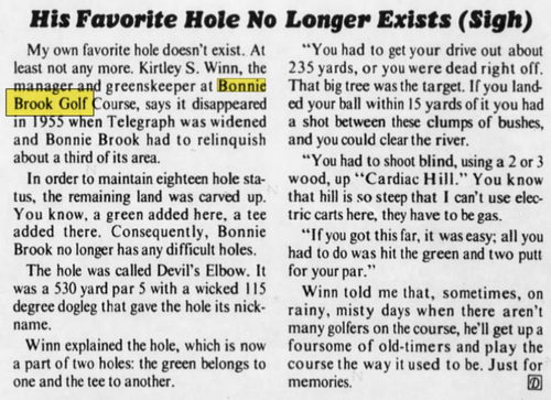 Bonnie Brook Golf Course - Aug 13 1972 Article